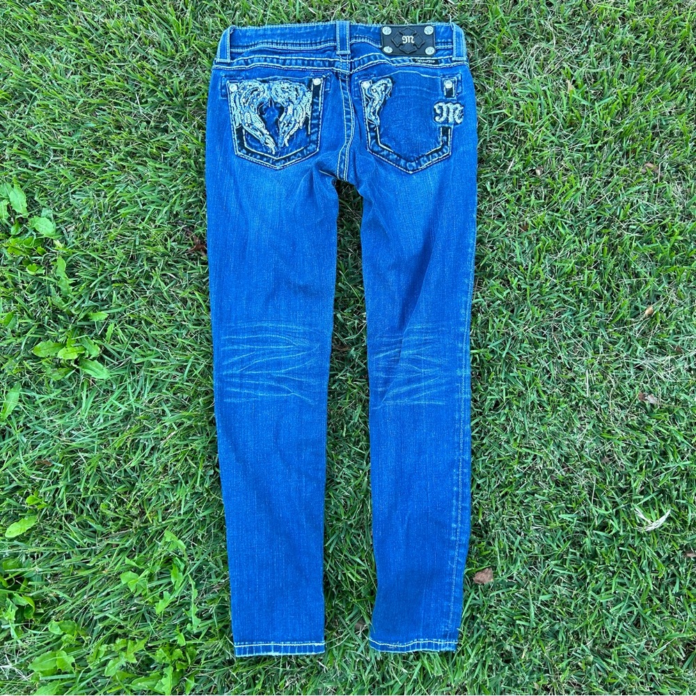 Miss Me Skinny Jeans Jeggings Size 27 29” Inseam Angel Wings